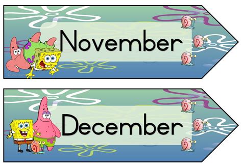 Months Of The Year Décor Spongebob Theme Kleuterkreatief