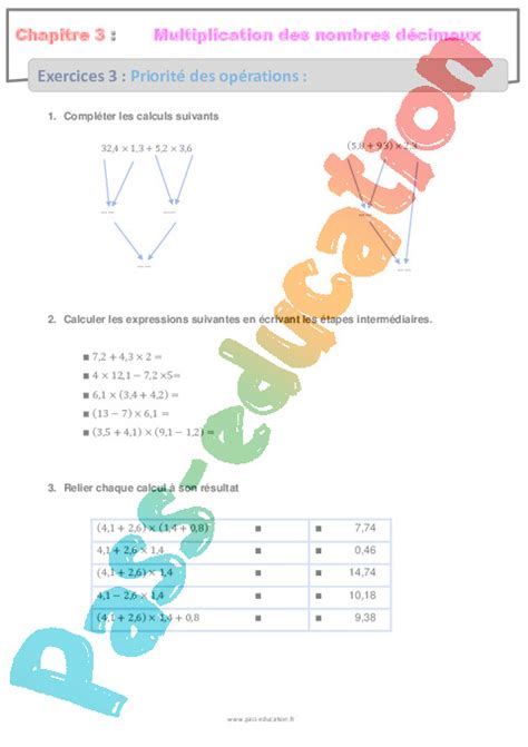 Priorité Des Opérations Révisions Exercices Avec Correction 6eme