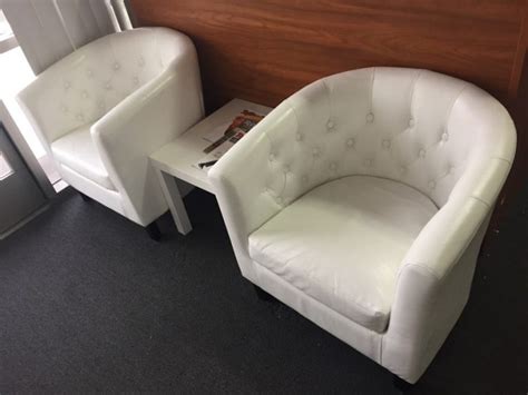 Contemporary White Leather Armchairs