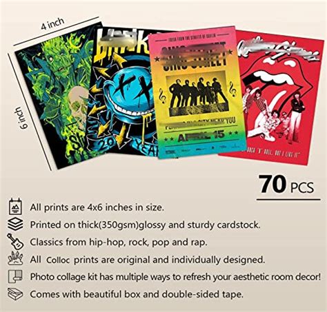 Vintage Rock Band Wall Collage Kit 70pcs Music Posters Album Cover 4x6