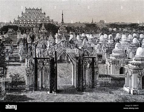 15 1800s 1892 19th Century Architecture Black And White Burma Day Stock