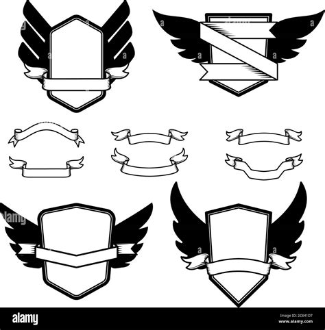 Set Of Emblems With Wings Design Element For Logo Label Emblem Sign