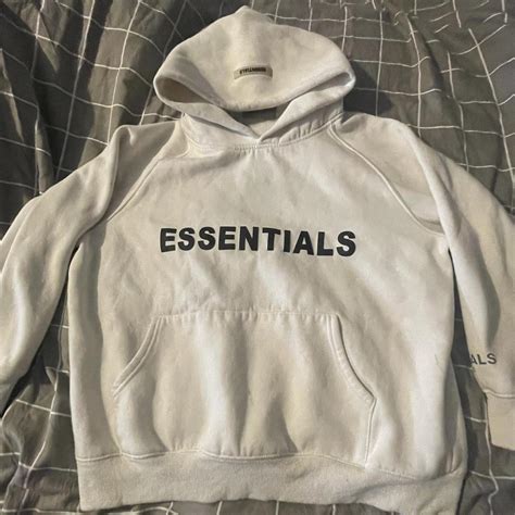 Fear Of God Essentials White Hoodie Size Small Depop