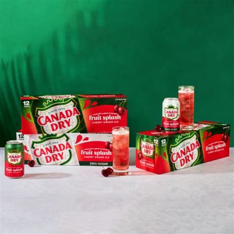 Canada Dry Fruit Splash Cherry Ginger Ale Zero Sugar Soda Cans, 12 pk ...