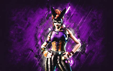 Download Wallpapers Fortnite Bunnymoon Skin Fortnite Main Characters Purple Stone Background