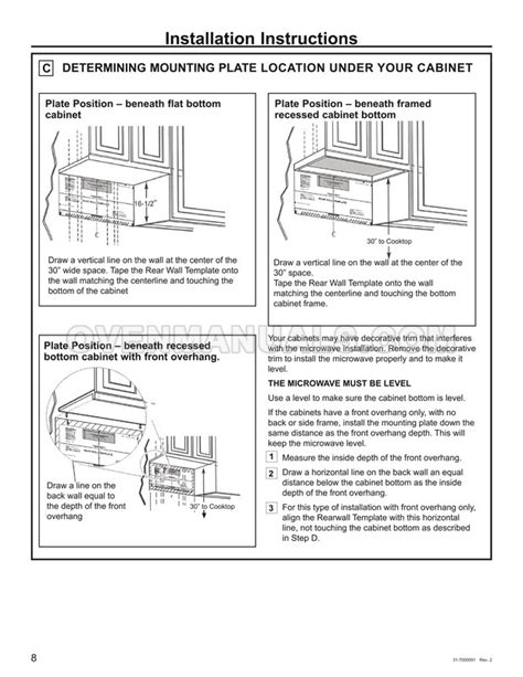 GE JVM3160RFSS Microwave Oven Installation Instructions