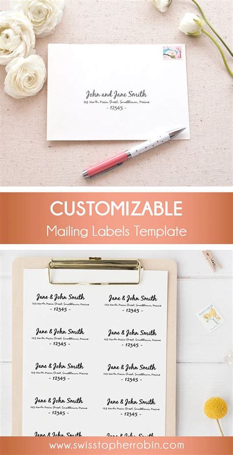 Printable Mail Address Label Template Hand Lettered Calligraphy Printable Mail Labels For