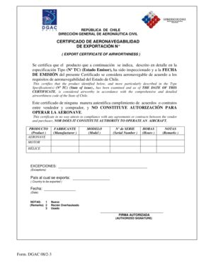 Form Dgac Certificado De Aeronavegabilidad De Fill And