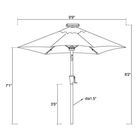 FLAME SHADE 10 Ft Solar Powered Outdoor Market Patio Table Umbrella