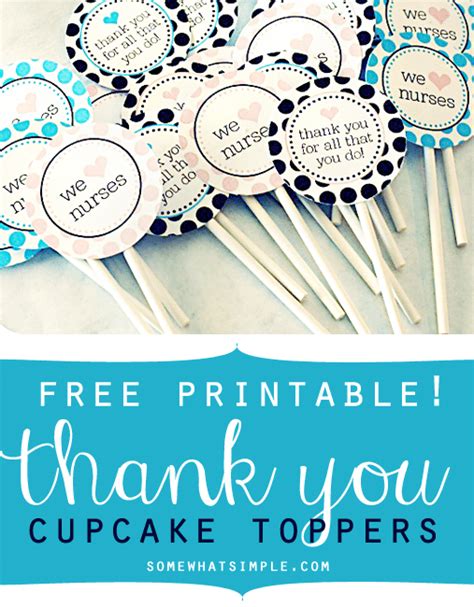 "Thank You" Cupcakes and Printable Toppers - Somewhat Simple