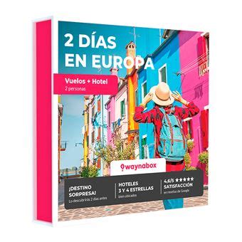 Caja regalo con vuelo hotel a Europa 2 días 2 pax Waynabox Pack