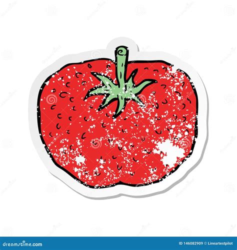 Pegatina Retro Angustiada De Un Tomate De Caricatura Ilustraci N Del