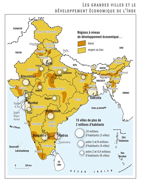 Carte de l Inde Les grandes villes et le développement économique