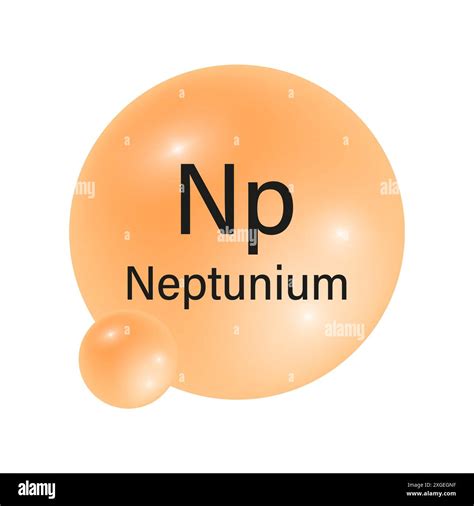 Neptunium element icon. Orange spherical symbol. Vector chemical illustration. Np atomic ...