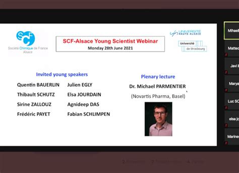 1ère édition du séminaire SCF jeunes chimistes d Alsace online