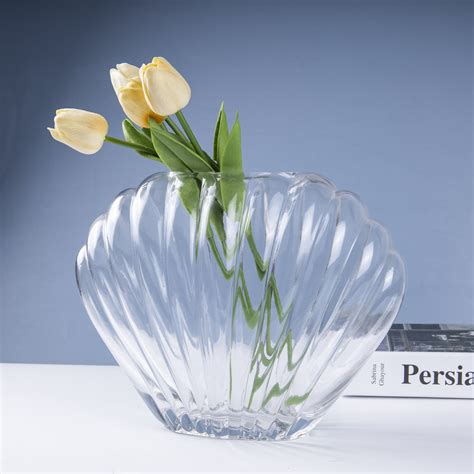 E W Glass Vase In Shape Of Sea Shell Modern Shell Shaped Etsy