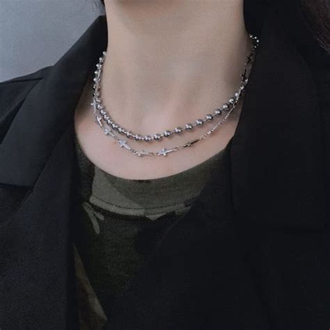 PANGU Stainless Steel Cross Bead Necklace YesStyle