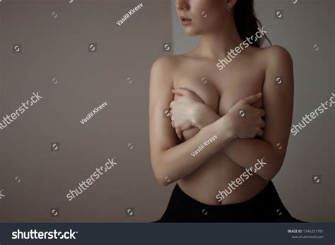 Sensual Charming Naked Woman Lingerie Sitting Stock Photo 1346251781