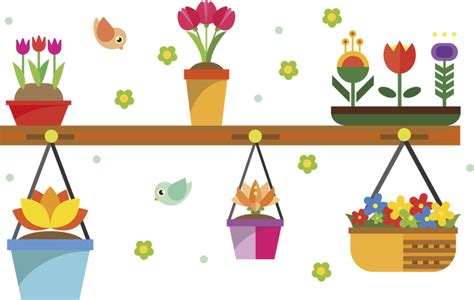 Flower Pots Plant Wall Decal Tenstickers