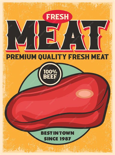 Premium Vector Fresh Beef Meat Butcher Shop Advertisement Retro