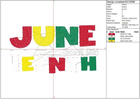 Juneteenth Machine Embroidery Design File Black History Etsy