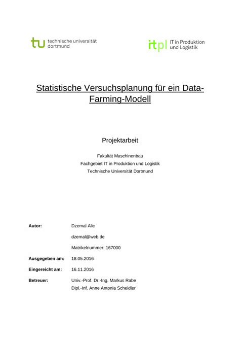 PDF Statistische Versuchsplanung für ein Data Farming Modell Error