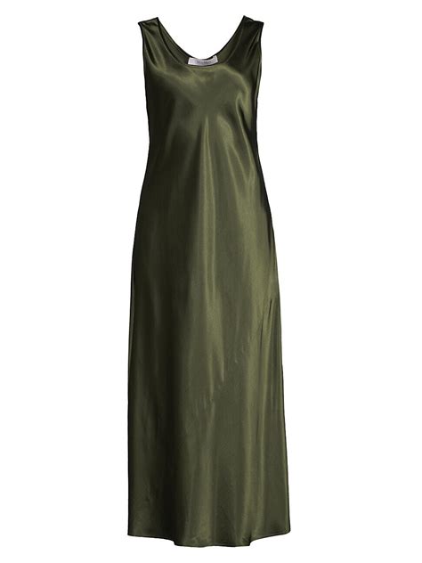 Buy Max Mara Leisure Ares Satin Midi Dress Olive Green At Off