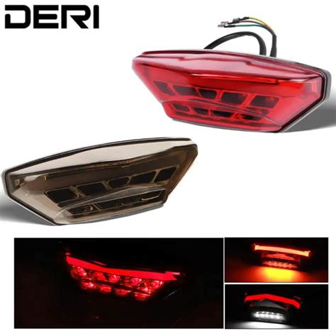 Enqu Ter De Frein Arri Re LED Pour Moto 3 Fils Lentille De Fum E Rouge