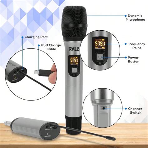 Pyle Professional Uhf Handheld Microphone Pro Audio Wireless Mic