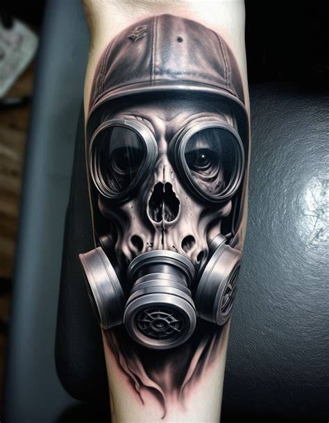 Hyper Realistic Tattoo of Skull with Gas Mask | Stable Diffusion Online