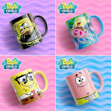 Artes Sublimação Caneca Personagem Infantil Bob Esponja Psd Studios Cat