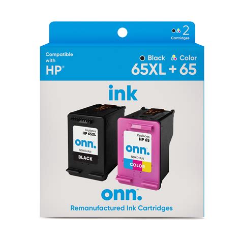 2 Pack Onn Hp 65xl 65 High Yield Black And Tri Color Inkjet Cartridges 2 Pack