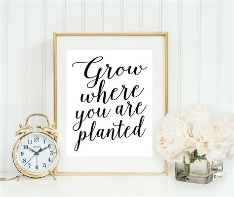 Grow Where You Are Planted Print Printable Quote Art Home