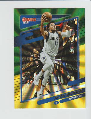 2021 22 Donruss Green Yellow Laser 19 Jalen Brunson Card New York