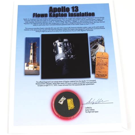 At Auction Apollo Flown Cm Kapton Foil On Coa Certificate