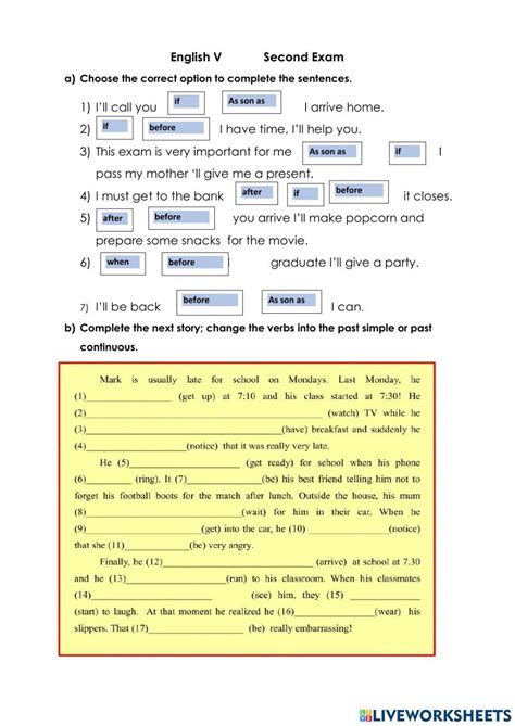 Second Exam 5to Regular Online Exercise For Live Worksheets