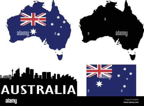 Australia Maps And Flag Vector Stock Vector Image Art Alamy