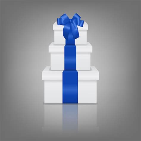 Premium Vector Stack Of Three Realistic White Gift Boxes With Blue