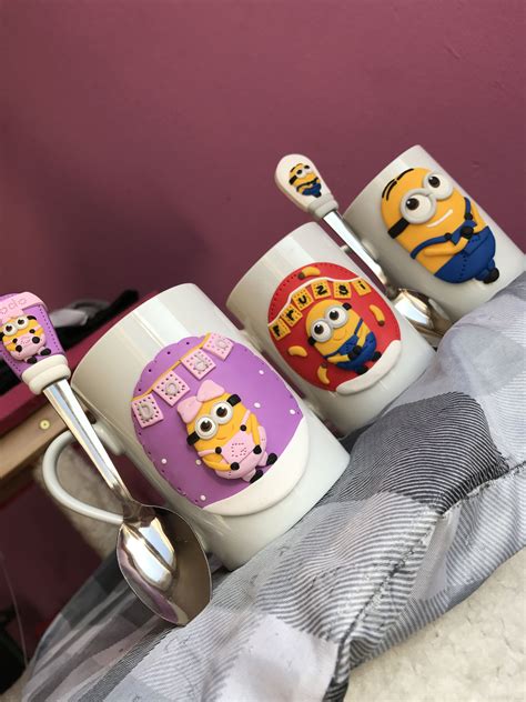 Minion Gru Polymer Clay Handmade Homemade Spoon Mug Cartoon