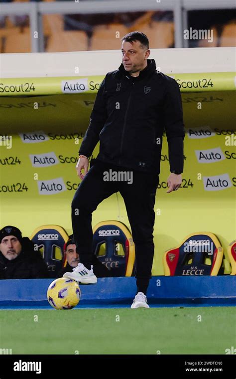 Lecces Italian Coach Roberto D Aversa Looks During The Serie A