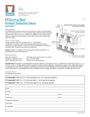 Fillable Online Mortarnet Product Submittal Mortar Net Solutions Fax