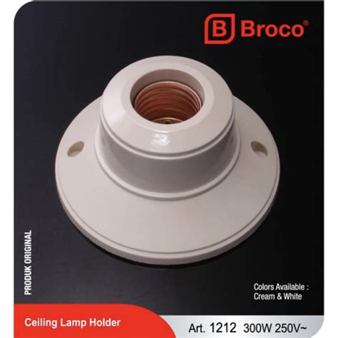 Jual BROCO FITTING PLAFON 1212 FITING LAMPU BULAT BROCO PUTIH CREAM