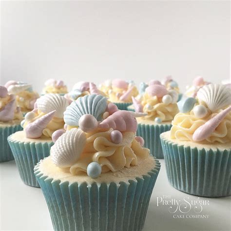 Pearls Seashells Mermaid Themed Cupcakes Beach Theme Cupcakes