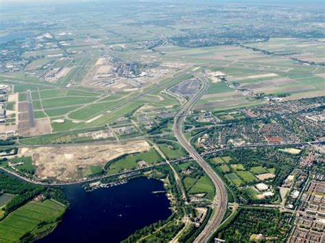 Aerial View Of Schiphol Airport From A Plane Window