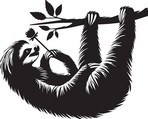 Sloth, Black and White Vector illustration 42160773 Vector Art at Vecteezy