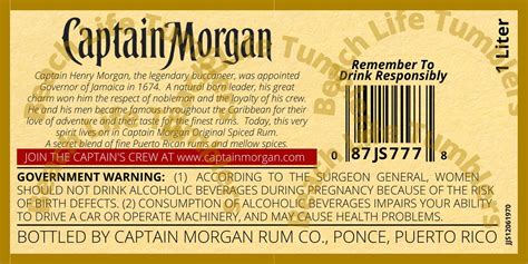 Captain Morgan Spiced Rum Bottle Label PNG Transparent Background PNG ...