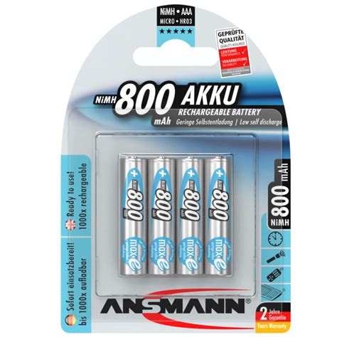 Ansmann NiMH Akku Micro AAA 800 MAh MaxE 4er Blister 5035042