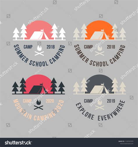 Summer Camp Badge Logo Vector Illustration Vector De Stock Libre De