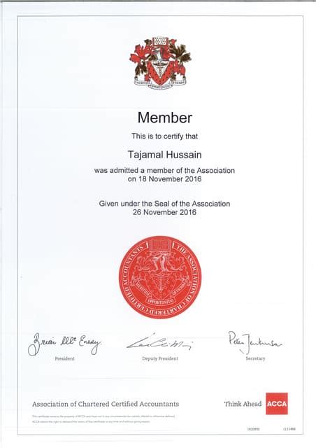 Acca Membership Certificate Pdf