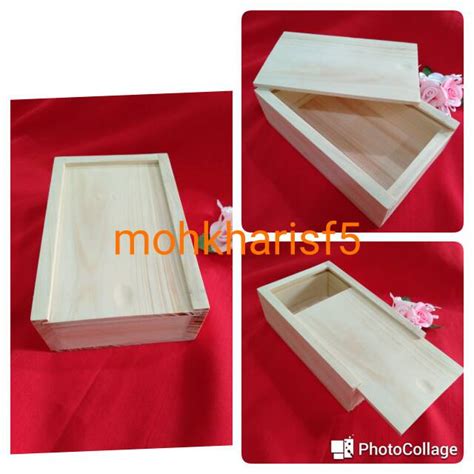 Jual Kotak Kayu Sliding 15 X 10 X 5cm Box Rustic Jati Belanda Pinus